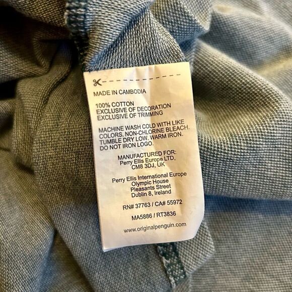 Penguin stripe collar pique pop short sleeve polo. Size L. - Picture 6 of 8